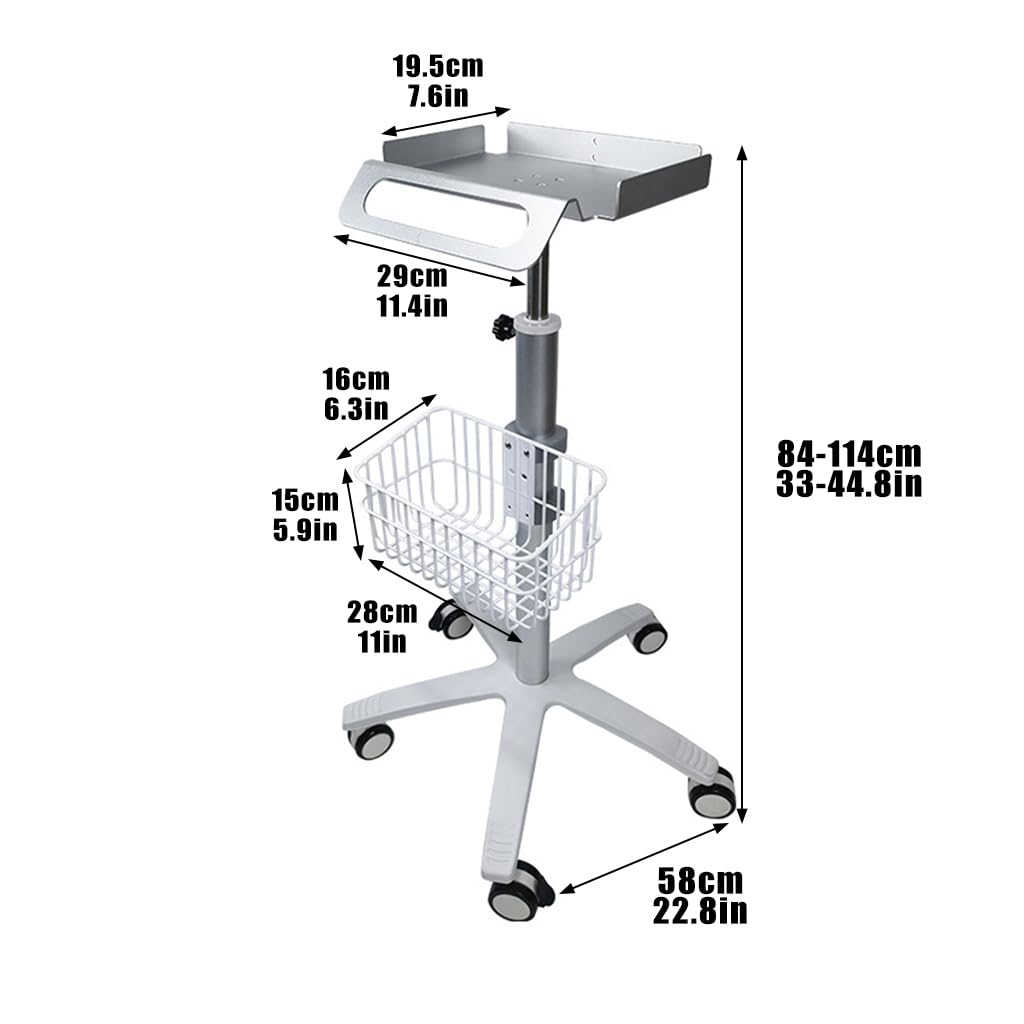 Carrello da Scrivania Multiuso, Carrello da Laboratorio da Scrivania, Ampio Piano di Lavoro, Dotato di Quattro Ruote Piroettanti Silenziose, Struttura in ABS,B-Fixed Height