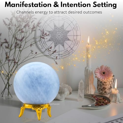 Image of Certified Blue Calcite Crystal Ball for Meditation - Premium Crystal Vastu Items for Home and Feng Shui Items for Good Luck - Ideal for Pooja Supplies and Spiritual Practices (1.5 inch Inch)