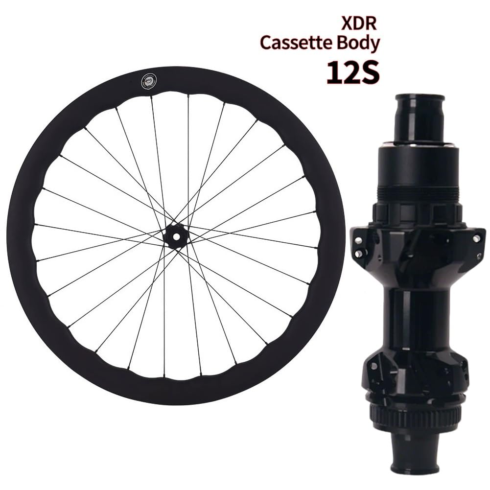 Juego De Ruedas para Bicicleta De Carretera De 700C Rueda De Bici De Fibra De Carbono Freno De Disco Ruedas Delanteras Y Traseras De Eje Pasante Llanta Rodamientos Cerámicos