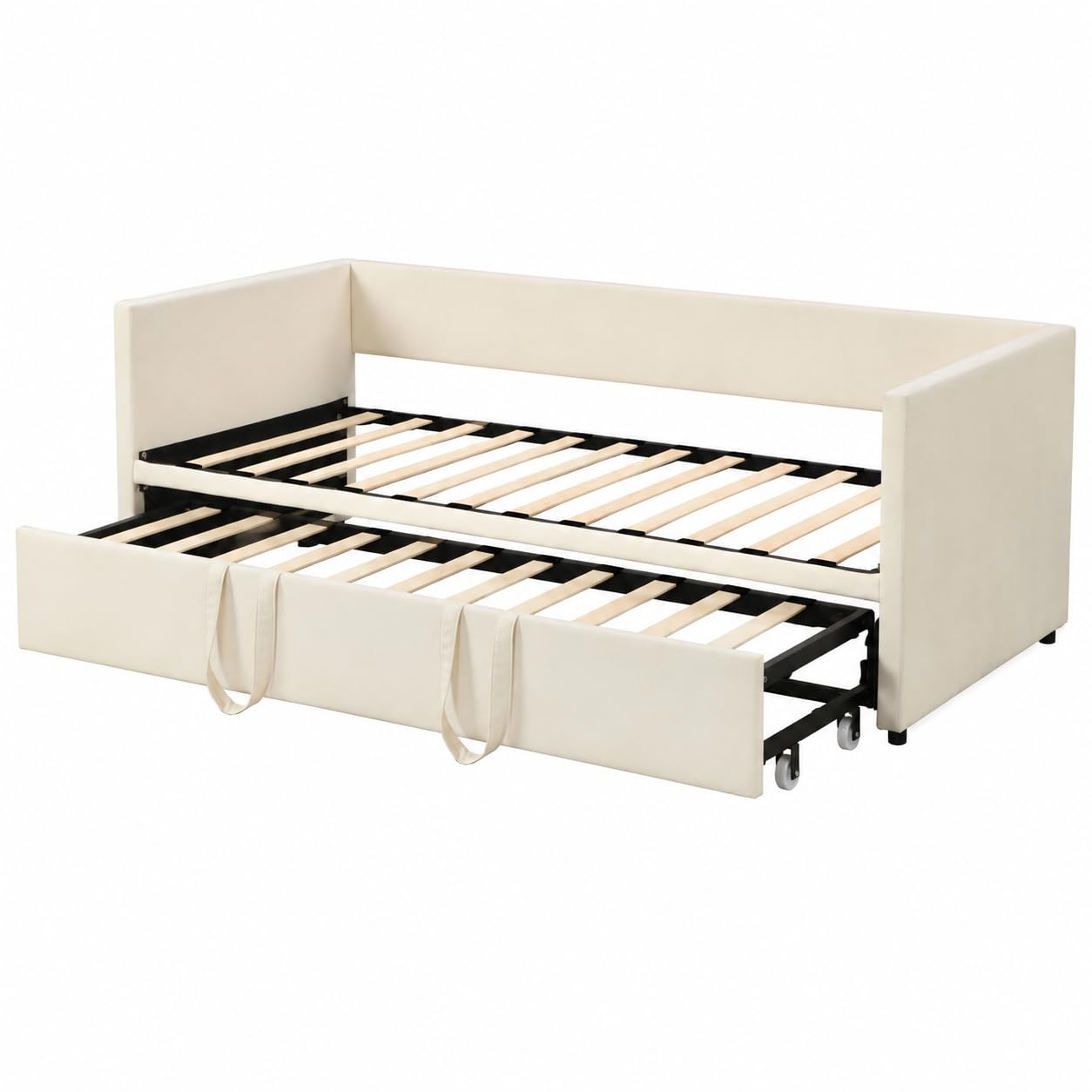 Sofá Cama Extensible 90/180x200 cm, Sofa Camas Convertible con Somier de Láminas, Cama de día Extensible a Camas Doble, Tejido Aterciopelado, Sin Colchón