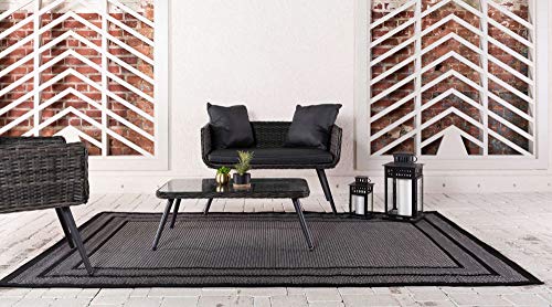 Tapete Unique Loom Multi Border 125x185 cm Gris/Negro miniatura 3