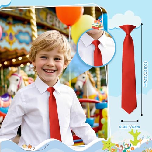 Boys Clip on Tie Pre Tied School Ties for Boys Solid Color Kids Tie for Age 5-12 Wedding Graduation3