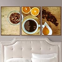 3 Piece Framed Canvas Wall Art Cup of Tea Canvas Prints Home Artwork Decoration for Living Room,Bedroom - 16