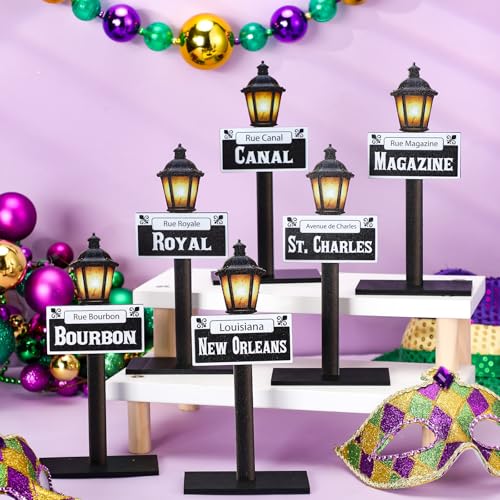 Décoration de table Mardi Gras Amyhill - 6 centres de table en bois réutilisables - 4