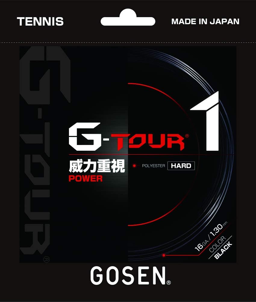 GOSEN G-Tour 1, Black Powerful Bounce Speed, HPP Polyester Silicone Oil Coated, Tennis String