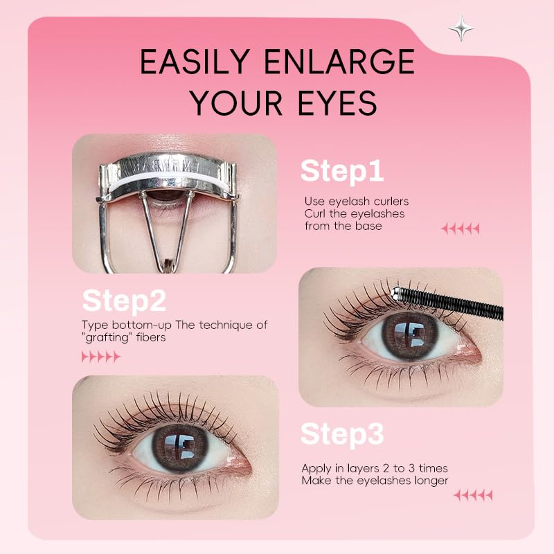 Image of Iron Wand Mascara, Brown Washable Mascara - Volumizing, Lengthening & Curling with Metal Wand | Smudge-Proof, Flake-Free, Clump-Free(Brown)