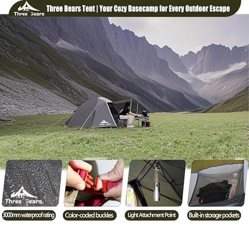 Carpa para 4 personas Three Bears mochila impermeable miniatura 3