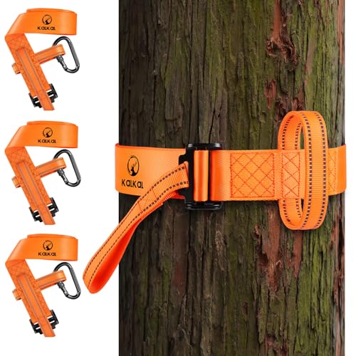 Kalkal 3PCS Heavy-Duty Tree Stand Harness Strap Quick-Connect Treestrap for Tree Stand Harness Comfortable Tree Climbing and Hunting Gear and Durable Hunting Equipment Citrus Sinensis