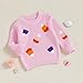 VISGOGO Toddler Girl Halloween Sweater Spooky Mini Embroidery Ghost 6 12 18 Months 2T 3T 4T Chunky Knitwear Pullover (Pink-Candy, 6-12 Months)