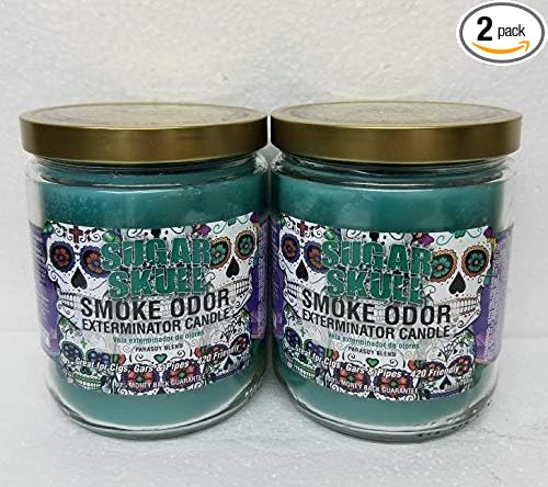 Smoke Odor Exterminator 13oz Jar Candle, Sugar Skull Two Pack.