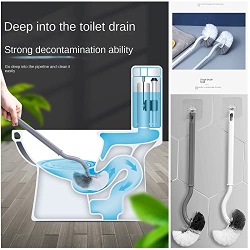 Klobürste Toilettenbürste WC Bürste Reiniger Reinigungsbürste Toilettenbürsten Toilet Brush für Badezimmer Langer Griff Tiefenreinigung, 2 Pack