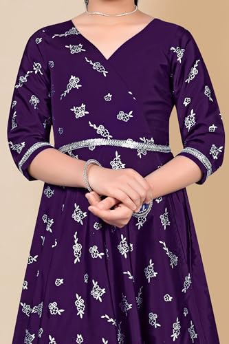 Image of Fashion Dream Girls Silk Blend Floral Printed Dress|Fancy Western Party Gown|Kids Ethnic Dress