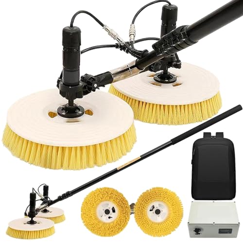 Kit per la Pulizia di Pannelli solari - Spazzola Rotante telescopica a Doppia Testina per Una Pulizia Efficace dei Pannelli fotovoltaici.