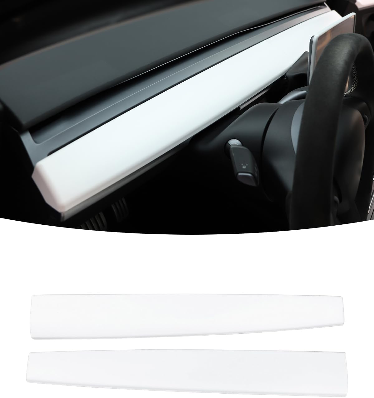 KKTR-CAR Dashboard Cover Wrap,Inter Dashboard Cover Compatible with Tesla Model 3 2021-2023 Model y 2019-2024 (2 pcs) (Matte White)