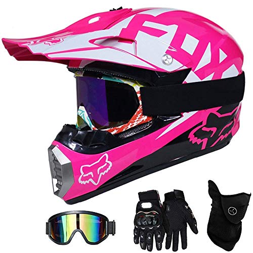 LSLVKEN Casco De Moto Casco De Motocross Niños Rosa Cover