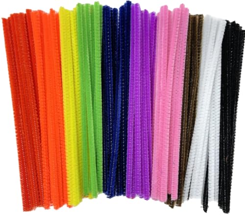 Pipe Cleaners for Craft 100 Coloured Chenille Stems 15cm x 4mm Fuzzy Craft Pipe Cleaners for Kids Arts School Projects & DIY Decorations