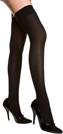 Black Opaque Thigh High Stockings 