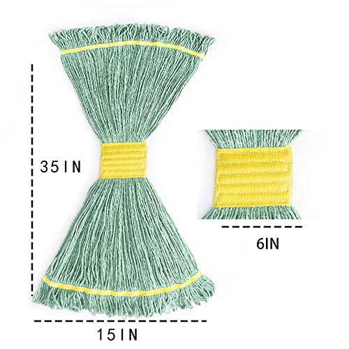 Image of Matthew Cleaning 3Pcs 5'' Headband White&Orange&Green 24Oz Commercial String Mop Heads, Loop-End Mop Head Replacement, Heavy Duty Industrial Washable&Reusable Mop Refills for Residential& Warehouse