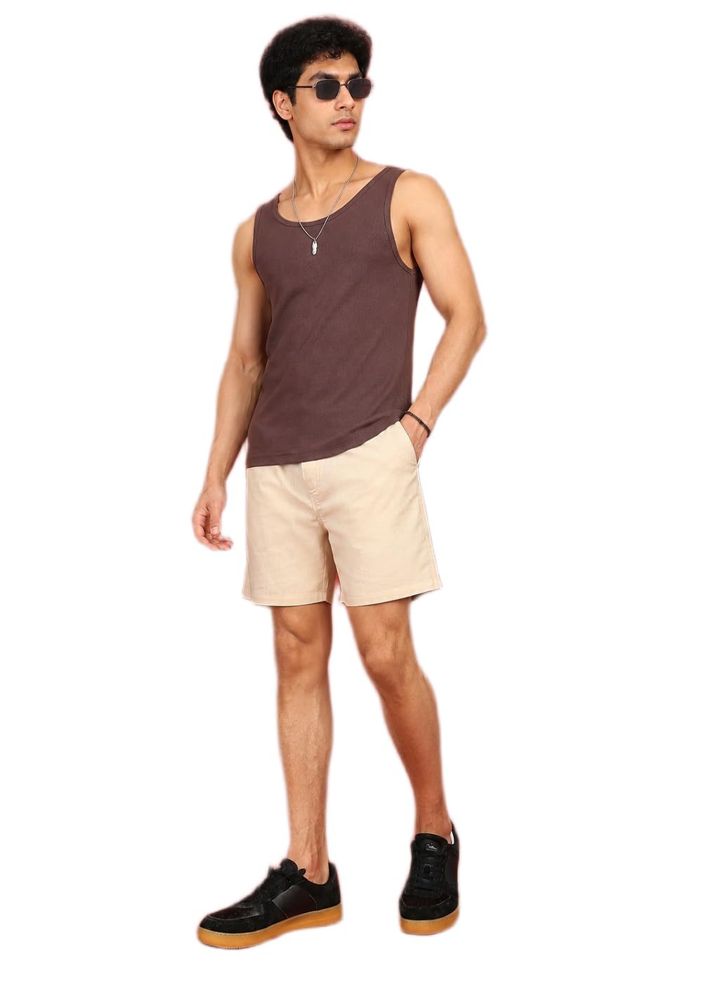 Men's Classic Beige Solid Linen Regular Fit Casual Shorts – Mid-Rise Elasticated Waistband S to XXL-picture-15