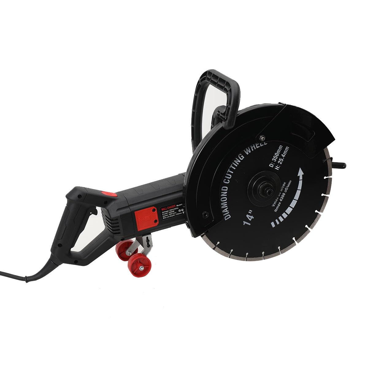 Rainureuse électrique 3200 W - 4000 tr/min - Découpe du béton - Rainureuse à sec - Coupe-mur - Avec lame de scie de 350 mm - Pour maçonnerie