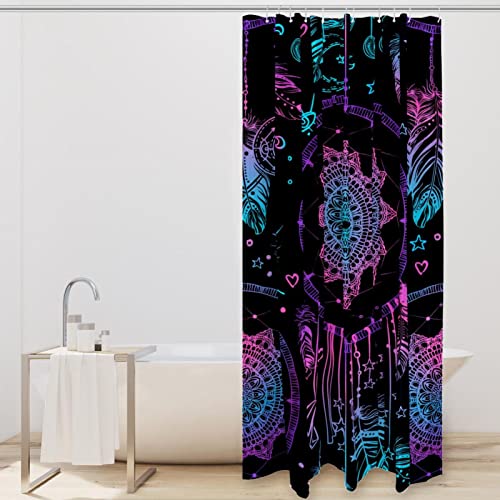 Rideau de douche attrape-rêves imperméable multicolore de taille standard 183x183 cm