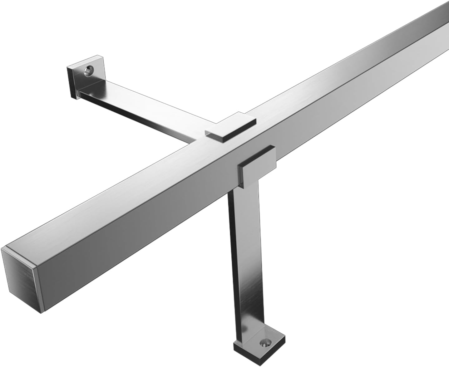 6ft Bar Foot Rail Kit - Stainless Steel 304 Satin Brushed Square Railing, Undercounter Mount Hardware and Tubing Complete Kit for Indoor and Outdoor