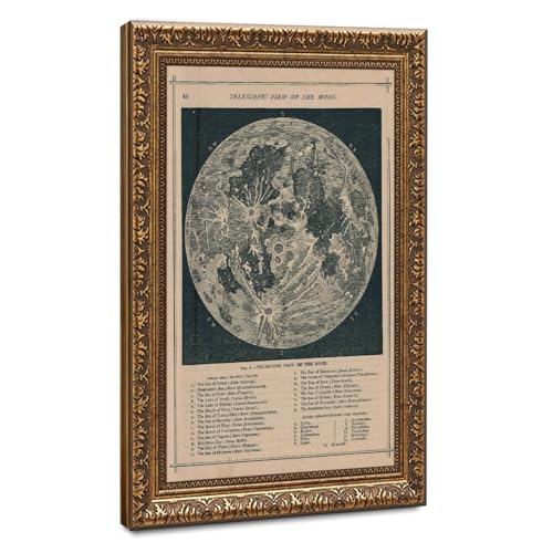 Toile vintage de la lune décoration murale pour bureau chic 40x60 cm