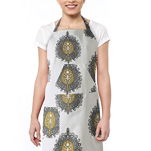 Image of HPD Half Price Drapes Aprons for Men Women with Large Pockets Adjustable Unisex PRTW-D02A-AP Mayan Printed Cotton, 27 X 34 Inch, Mayan Gold