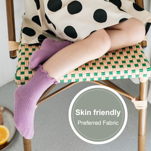 DEEKEY Baby Girls Socks Toddler Ruffle Socks Girls Frilly Lace Dress Socks Cotton Crew Socks4