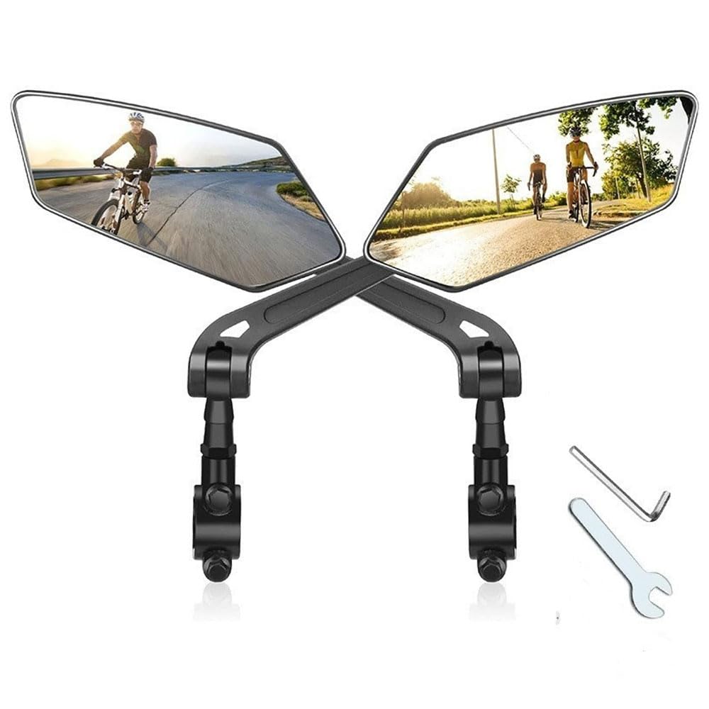 RNPKZ 2 Pcs Bike Mirror, 360°Rotatable Adjustable Cycle Mirror, Bicycle Mirror, Bicycle Rear View Mirror, Cycling Rear View Mirror for Bicycles, Mountain Bikes, Scooters, Fits 21-28mm Handlebars
