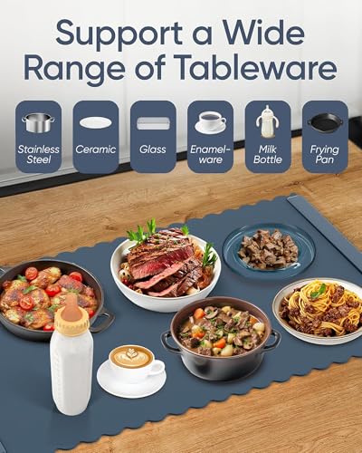 Warming Mat for Food – 24x16” Foldable Buffet Tray with 5 Temperature Settings & Auto Timer – Electric Silicone Plate Warmer for Parties, Catering, Dinner & Baby Bottles – Includes Gloves - Thumbnail 3