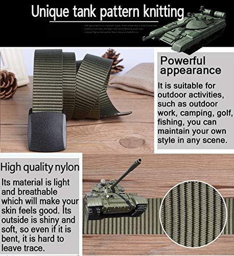 LionVII Mens Belt Web - Mens Fashion Belt Plastic Buckle Breathable for Work Casual - Adjustable Trim to Fit 27-49" Waist3