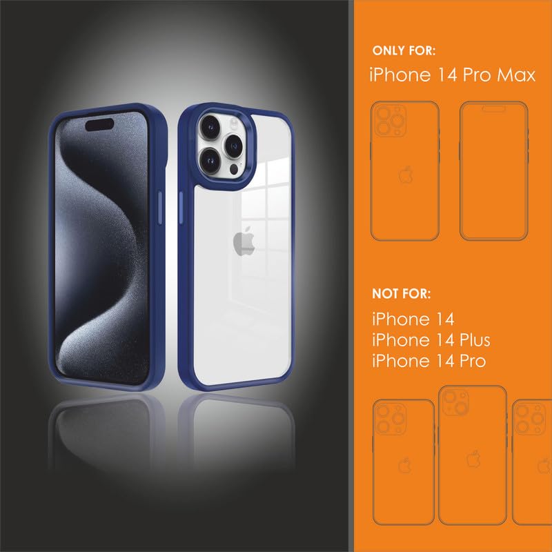 Image of for iPhone Case 14 Pro Max, [Anti-Yellowing Technology] [Military Grade Drop Protection] Shockproof Slim Hybrid Phone Case for iPhone 14 Pro Max - Indigo Blue
