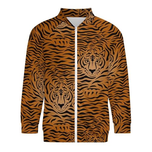 Tiger Animal Print Men's Bomber Jacket Lightweight Windbreaker Casual Coat Pocket Spring Fall4