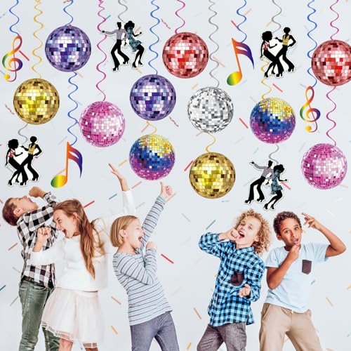 Image of 40Pcs Disco Party Hanging Swirl Decorations Disco Ball Hanging Swirls Disco Party Decorations 70s Party Hanging Swirls Ceiling Decor for Disco Themed 1970s Birthday Party Favors Supplies