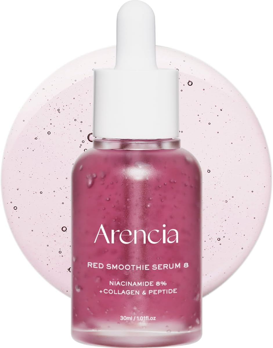 Red Collagen + Peptide Smoothie Serum, 8% Niacinamide, Vitamin C, Vitamin E, lifting anti-aging serum for skin texture for glass skin
