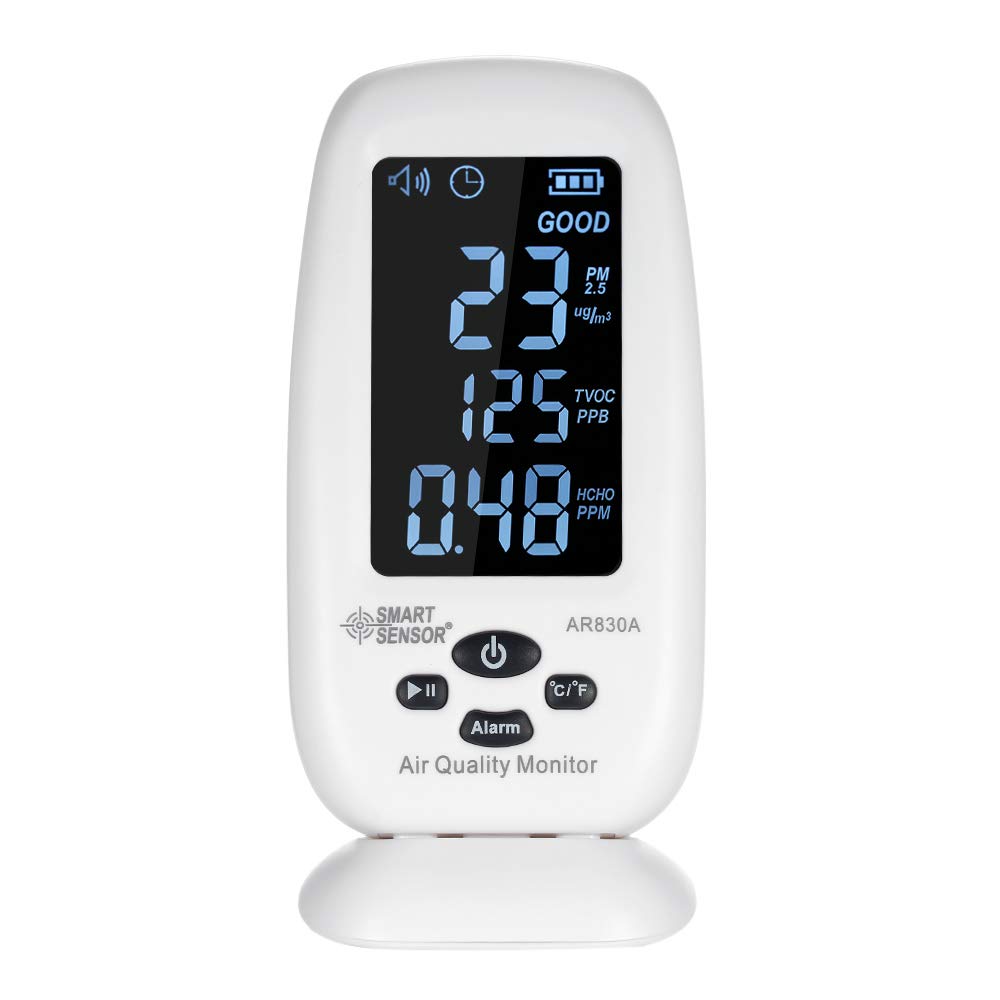 KKmoon SMART SENSOR 5-in-1 Digital Air Quality Monitor with Temperature Humidity PM2.5 Air Quality Monitoring Tool Indoor Air Quality Environment Testing Detecting Instrument for Indoor Air Quality