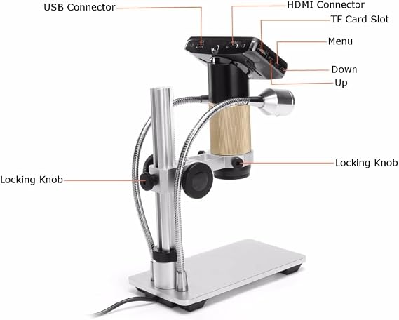 Soldering Digital Microscope, 10X-300X Magnification, 3MP Resolution, HDMI USB, Video Microscopes, Compatible Windows XP/7/8/10, For Phone Repairing