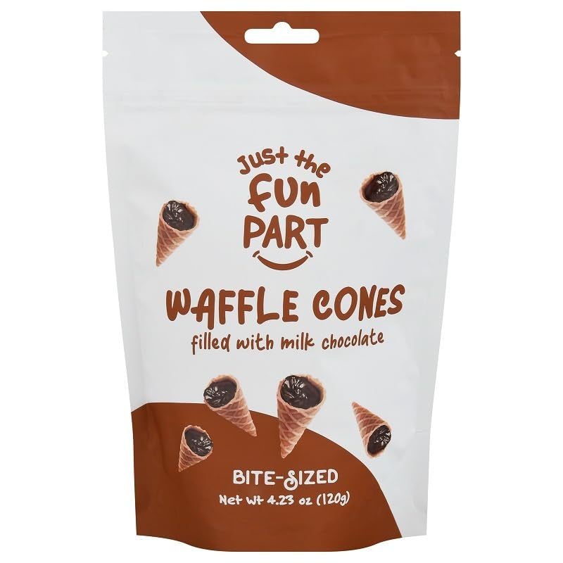 just the fun part, waffle cones filled with milk chocolate, 4.23 ounce