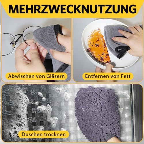 KEYAYE Autopflege Set mit 3 Stück Mikrofasertücher Auto & 2er Mikrofaser Waschhandschuh, 600 GSM Auto Trockentuch zum Kratzfreien Trocknen & Polieren, Extra Saugstark und Schonend Weich, 40x30cm