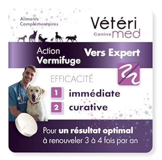 Vétérimed Vermifugo Veterinario per Cani - Compresse vermifughe Naturali e appetitose per l'igiene intestinale dei Cani - Prodotto in Francia - 15 compresse