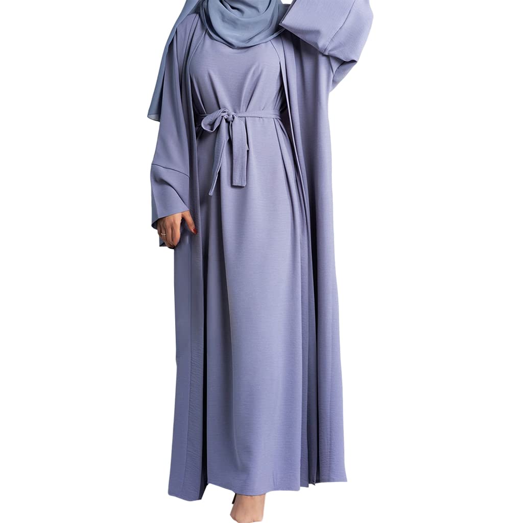 HenaBooOpen Abayas for Women Muslim Dress Loose Fit Long Cardigan Robe + Prayer Summer Maxi Sleeveless Dress Clothes