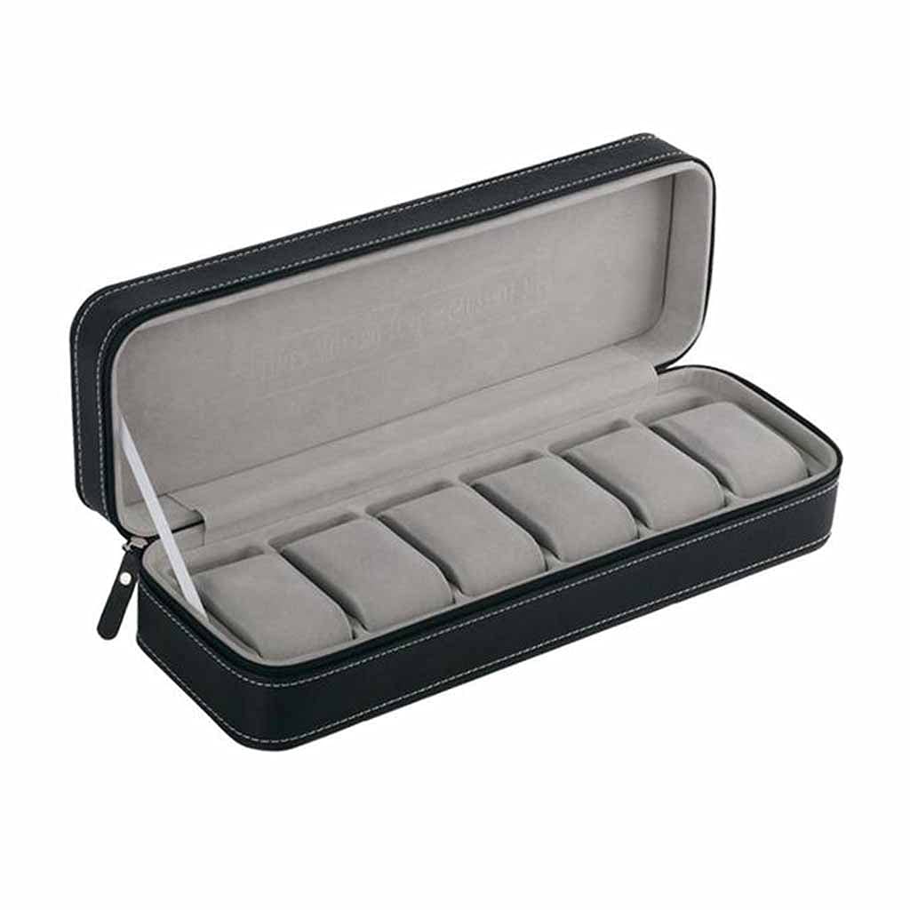 XBTGS Caja de reloj de 6/10/12 ranuras, elegante reloj de pulsera, caja de regalo, organizador de almacenamiento, color gris