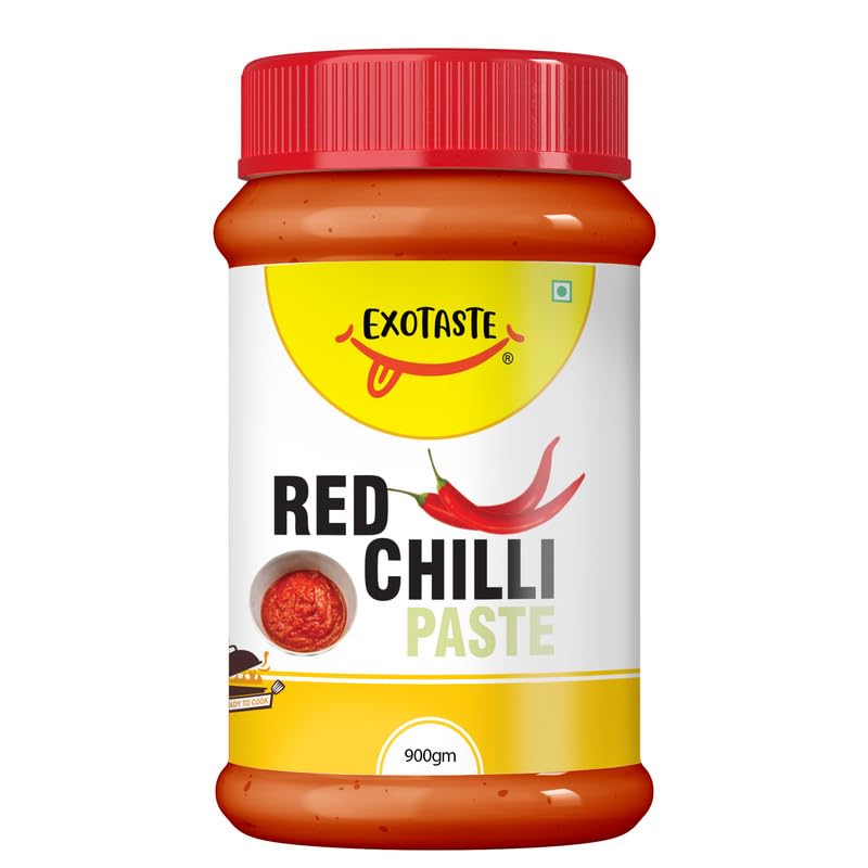 Exotaste Premium Red Chilli Paste prepared from purely natural red chilli, ready to cook & to instantly add intense delicious spiciness to your food recipes (900 Gm)