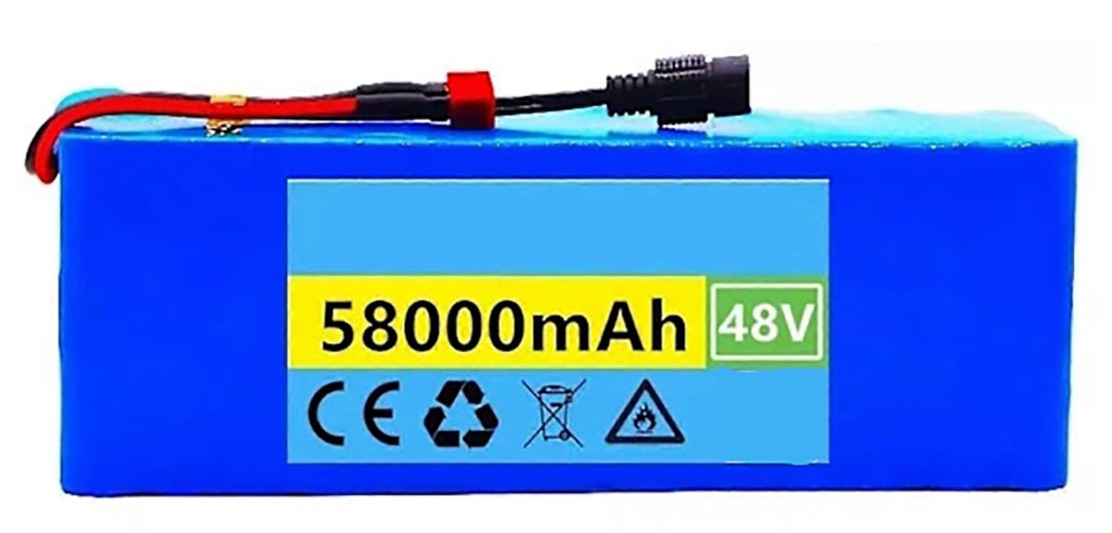 Batteria Per Bici Elettrica 48V 58Ah 13S3P, Ebike Batteria 48V Integrata BMS Batteria Impermeabile PVC Con Caricabatterie 48V 58Ah,T