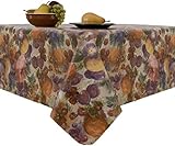 EVERYDAY LUXURIES Fruitasia Fruit and Floral Print Stain Resistant and Spill Proof with Flannel Backing Vinyl Tablecloth for Spring/Summer/Party/Picnic, Multi, 60