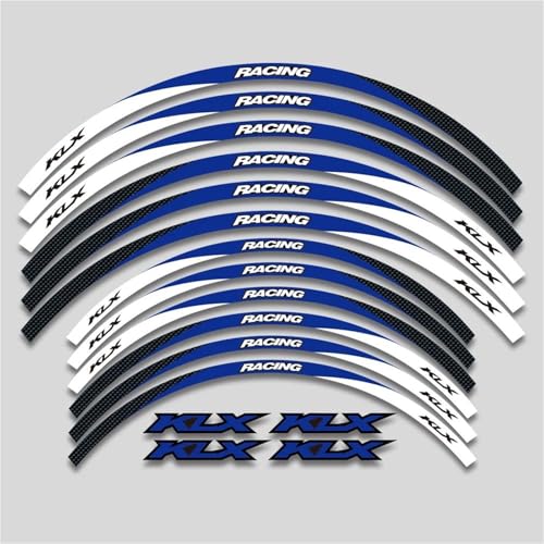 MPODYTSF Aufkleber für Motorrad Motorrad Reflektierende Streifen Reifen Aufkleber Für Kawasaki KLX230 KLX230S KLX230R KLX300 KLX300R Dekorative Räder Hub Decals Band Zubehör(Blu)