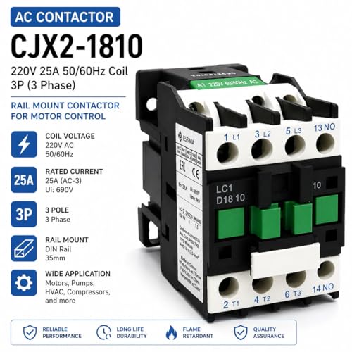 Image of SANAVYA 3 Pole Contactor Heavy Duty Electrical Contactor with 220V AC Coil for Industrial and Commercial Applications | Pack of 2