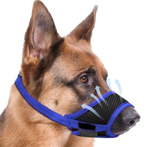 Upgraded Dog Muzzle – Soft & Breathable Nylon Muzzle for Small to Large Dogs | Anti-Biting, Chewing & Barking | Adjustable Strap for German Shepherd, Pitbull | Safe for Panting & Drinking (S)
