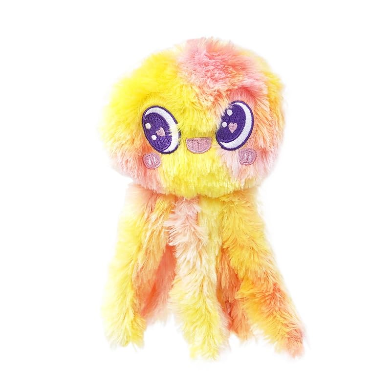 DAFORERAL Plüsch Quallen Hundespielzeug mit Quietscher und Knistern, kaufestes interaktives Spielzeug für mittelgroße und große Hunde, 5,1 x 8,3 Zoll (V3)